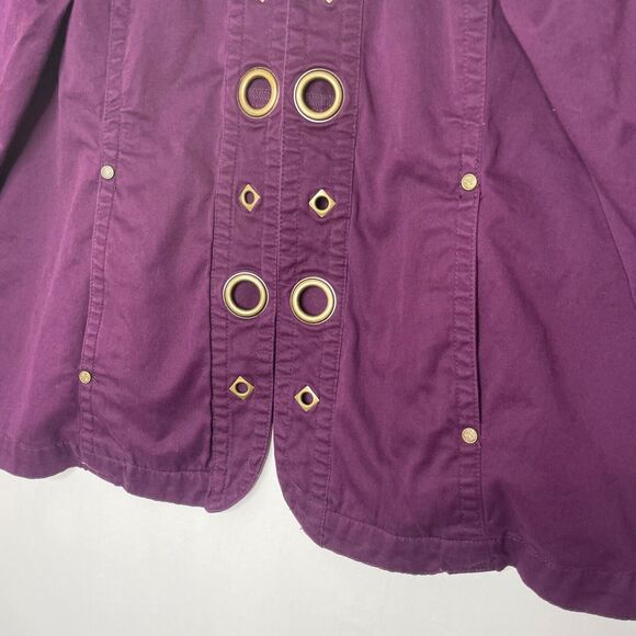 Y2K Vtg AMI Women Purple Cotton Jacket 2X Cyberpunk Grommets Metal Biker Grunge - Picture 4 of 7